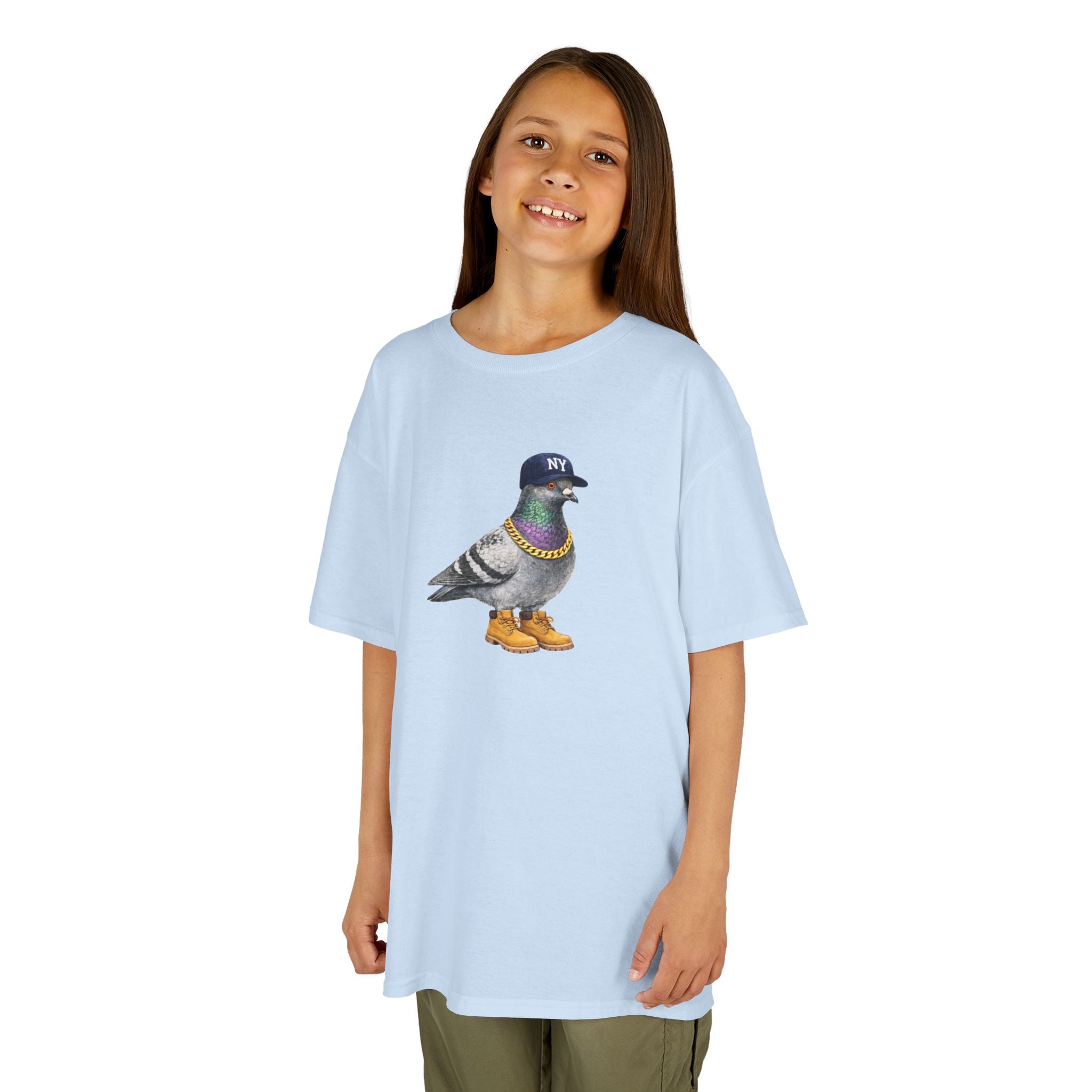 Camiseta infantil personalizable con paloma del Bronx de Nueva York — Camiseta con simpático pájaro aficionado al béisbol para niños