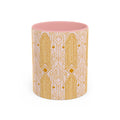 Art Deco Flatiron Building Pink & Gold Accent Coffee Mug — Manhattan Art Deco Pattern Mug 11 oz
