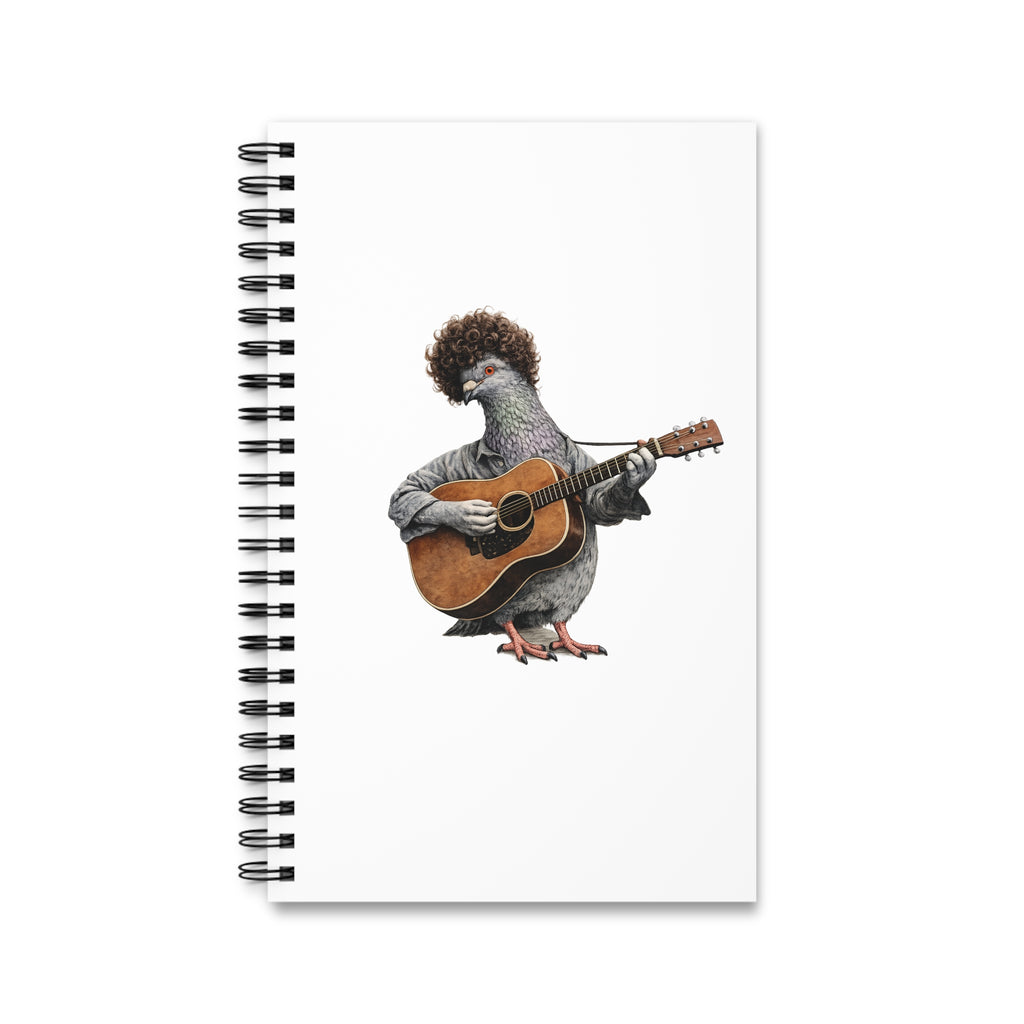 Customizable Greenwich Village NYC Pigeon Spiral Journal |  New York Folk Singer Bird Lovers Notebook