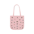Icons of DUMBO Pink Canvas Tote Bag — Illustrated Brooklyn Landmarks Pattern