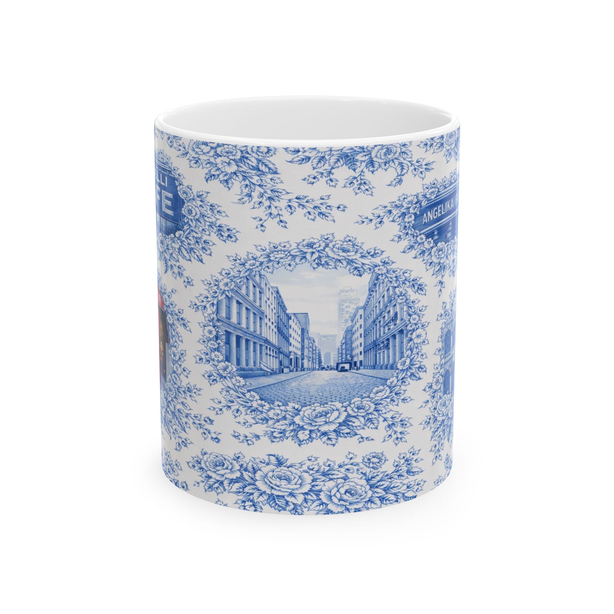 SoHo Blue Toile de Jouy Mug | NYC Chinoiserie Ceramic Coffee Cup