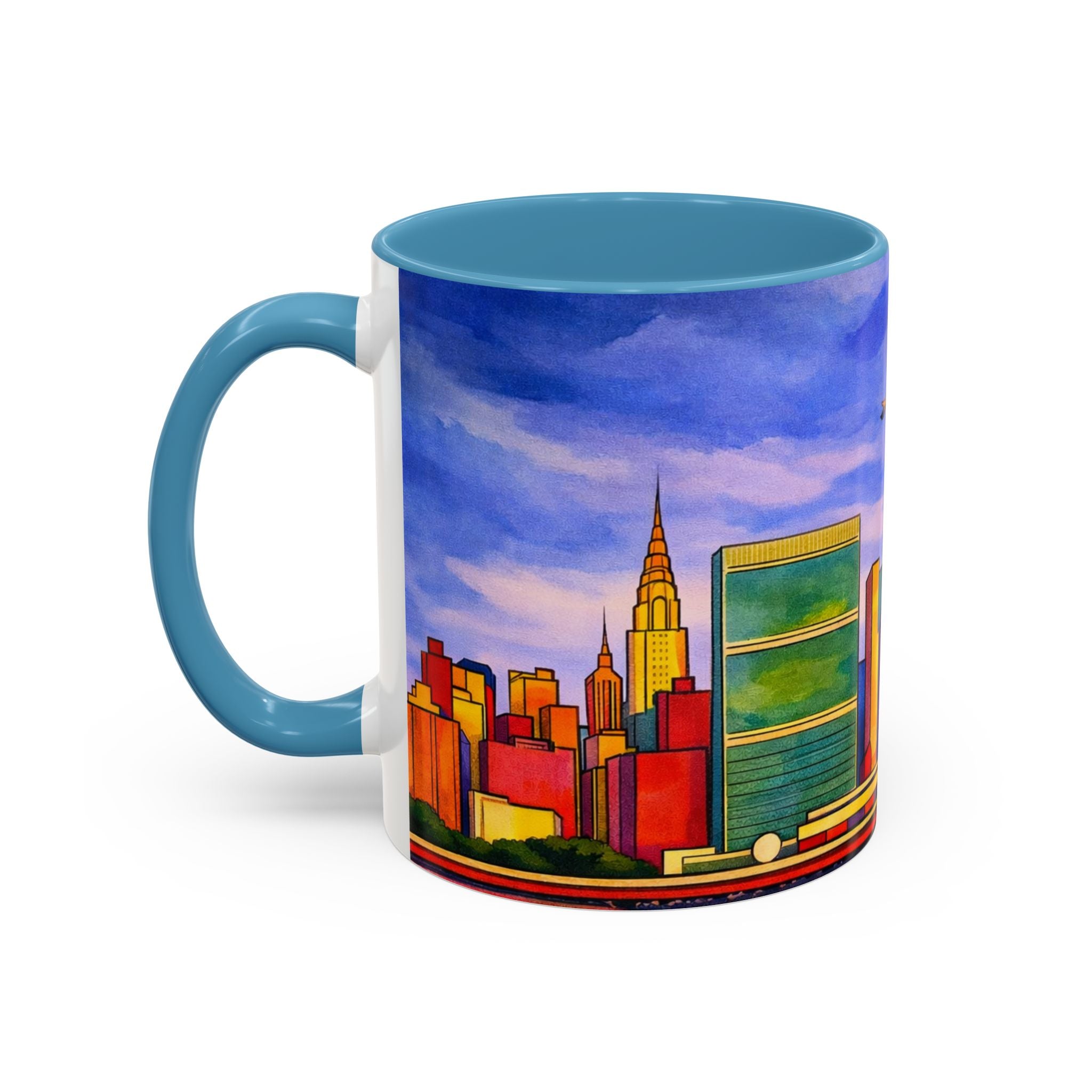 Over The Town  Marc Chagall-inspired Fan Art Manhattan Skyline NYC Accent Coffee Mug