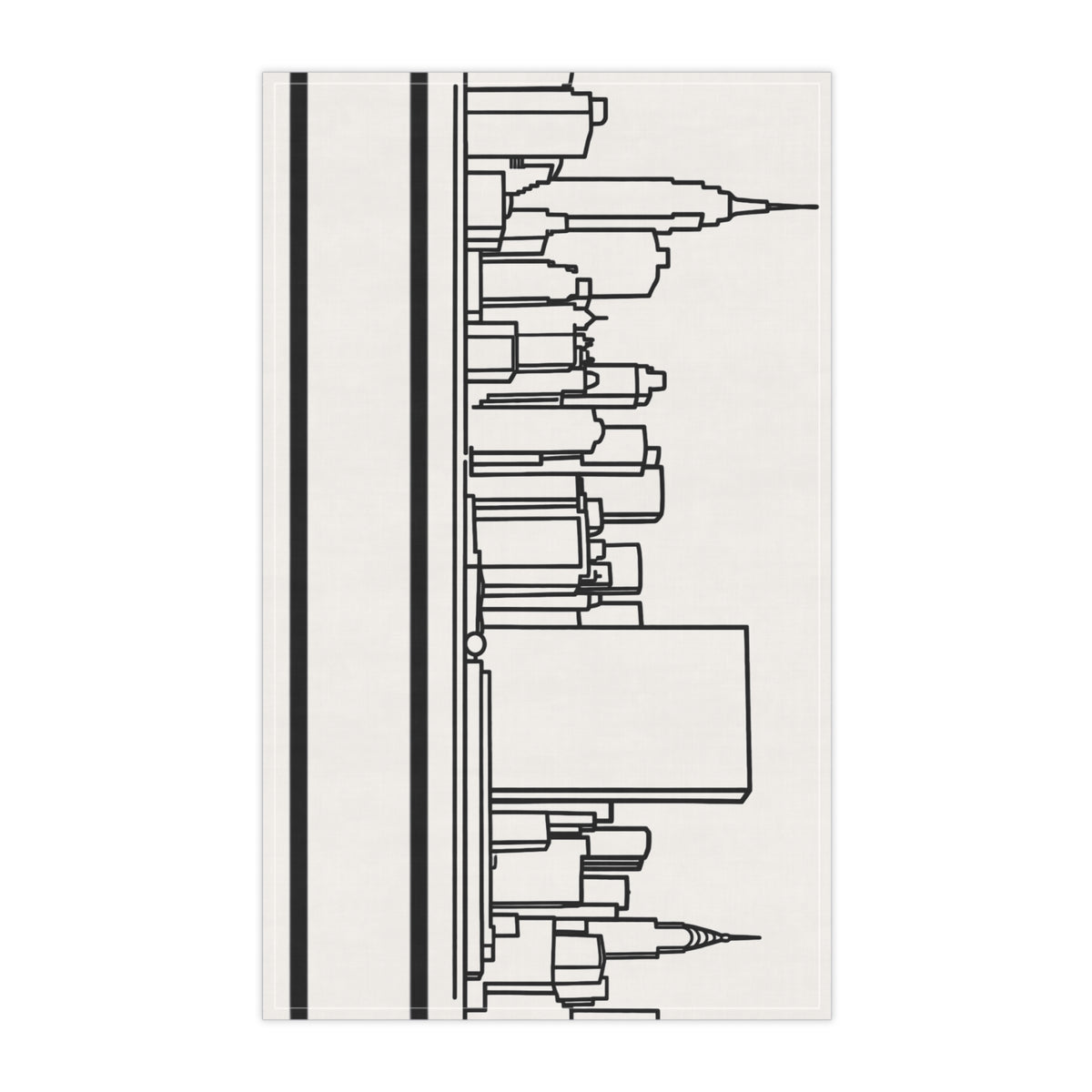 NYC Manhattan Skyline Tea Towel — Minimal Black & White New York City Skyline Kitchen Linen
