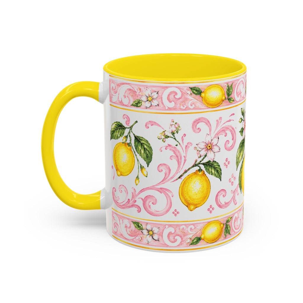 Little Italy Amalfi Pink Lemon 4 Accent Mug — La Dolce Vita Ceramic Kitchen Mug (11oz)