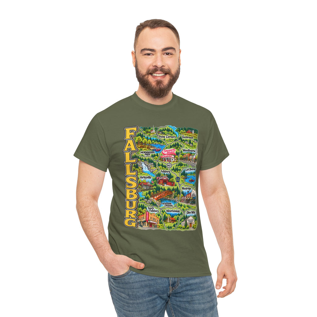 Fallsburg, NY Map T-Shirt  Catskills Upstate New York Tee