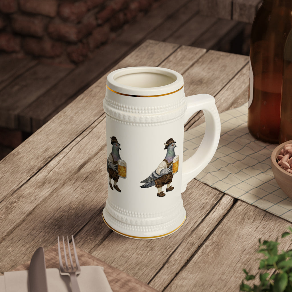 Customizable Yorkville NYC Pigeon Beer Stein | Oktoberfest Bavarian Lederhosen Beergarden Mug