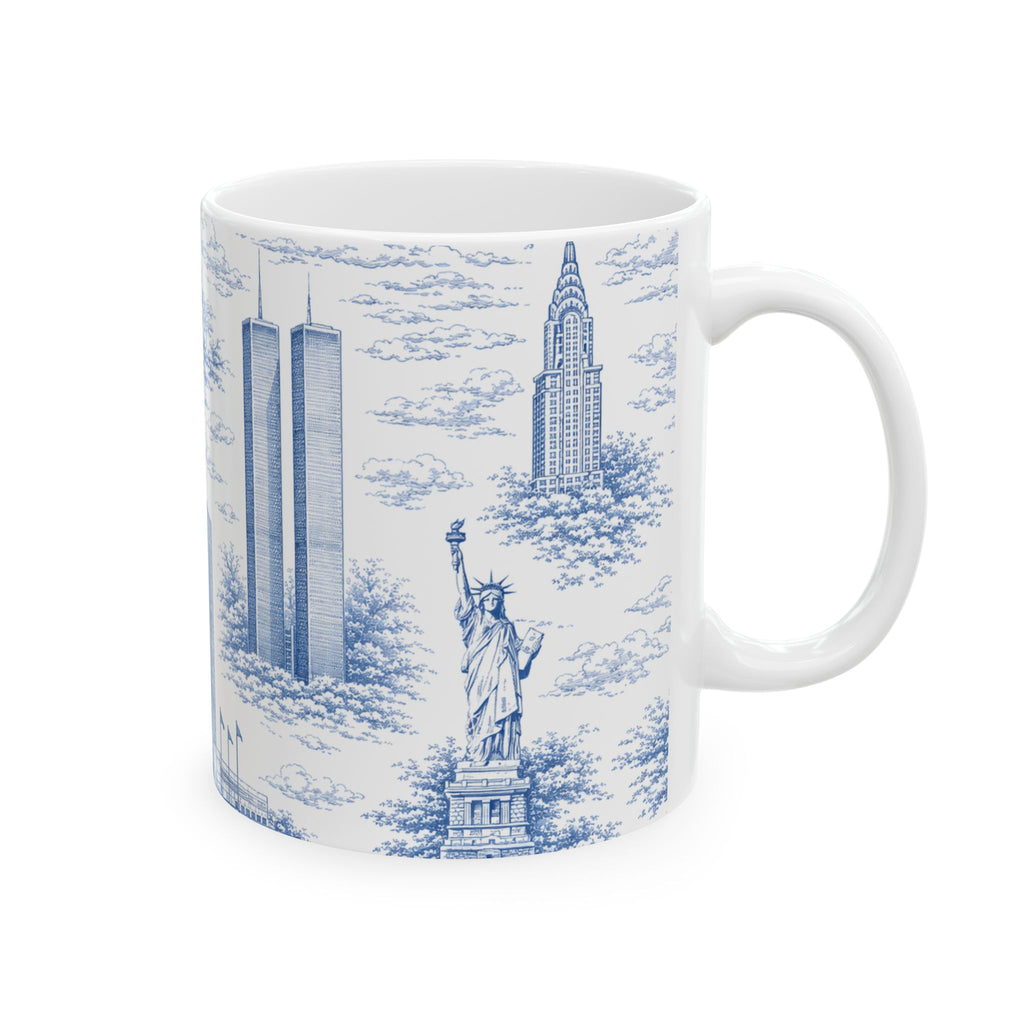 Manhattan BlueToile de Jouy Mug | New York City Chinoiserie Ceramic Mug