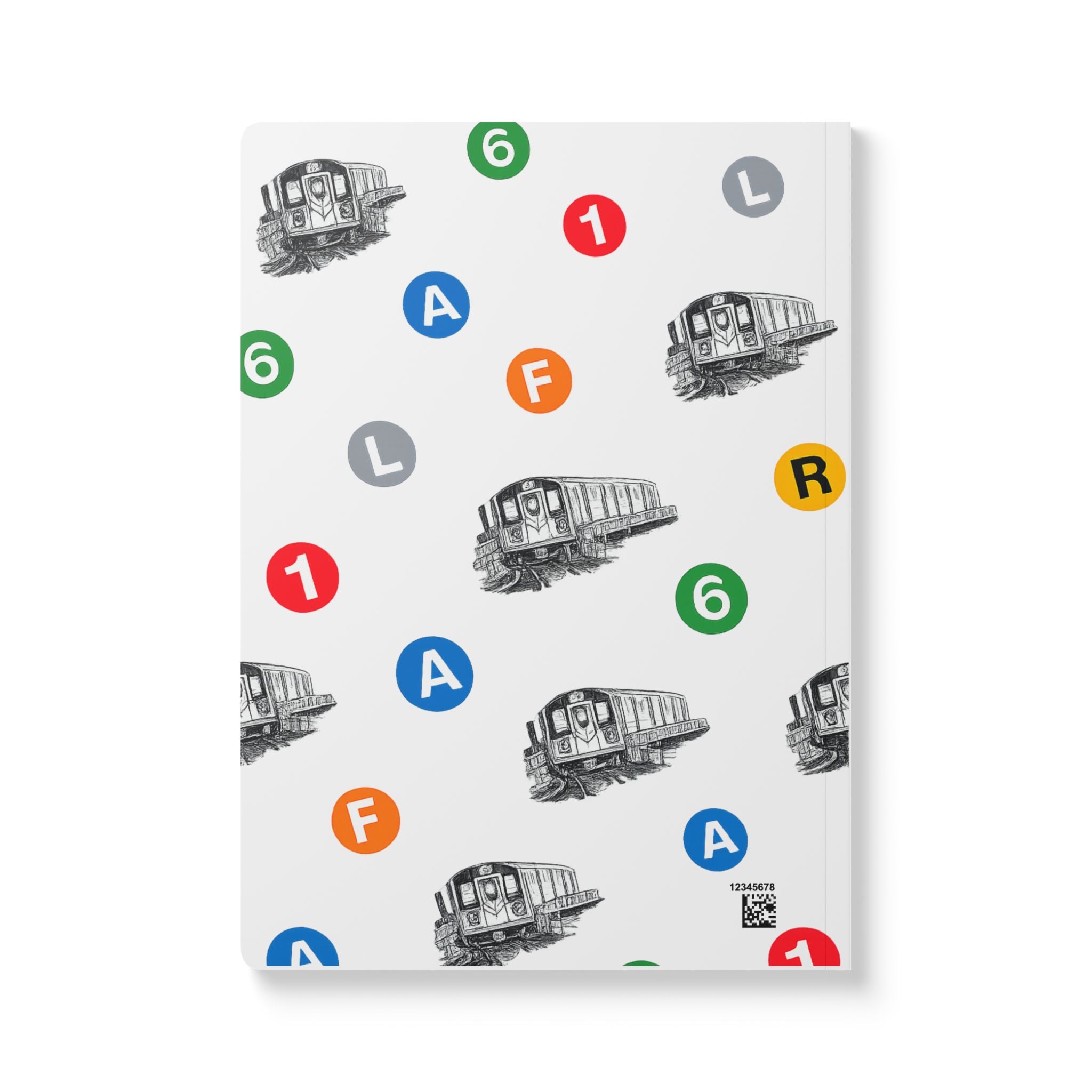 New York Subway Train Transit Icons  Pattern Journal | NYC Metro Subway Pattern Softcover Notebook