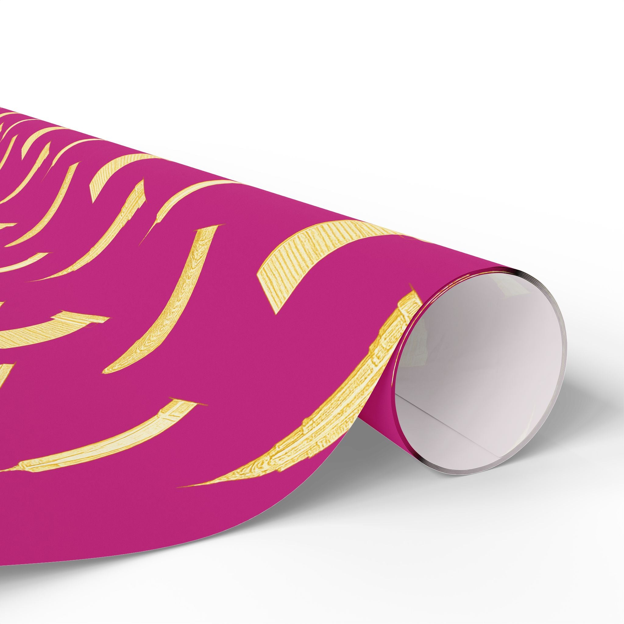 NYC Architecture Gold on Pink Pattern Gift Wrap Paper | Iconic New York Buildings Empire State Chrysler Flatiron Wrapping Paper