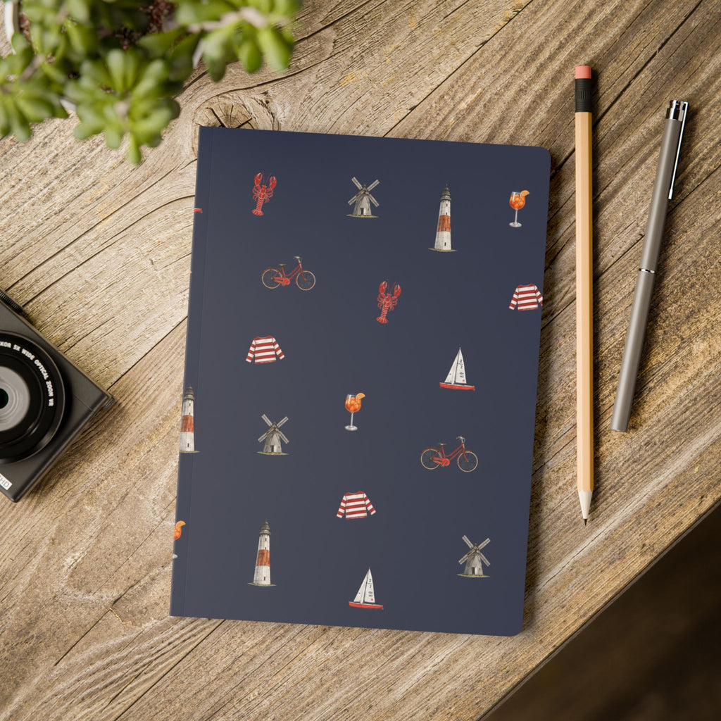 Icons of The Hamptons Blue Softcover Notebook