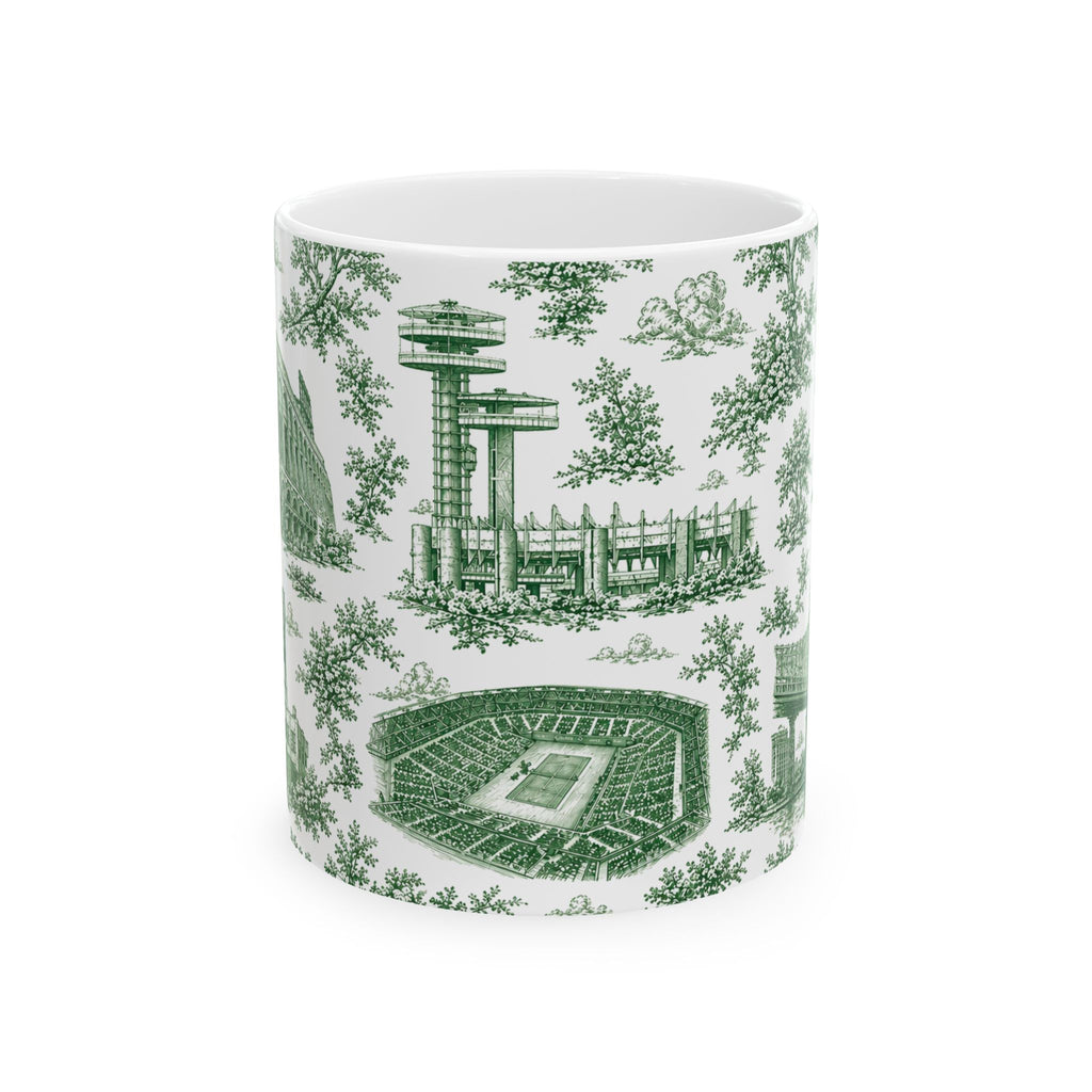 Queens Green Toile de Jouy Mug | Chinoiserie Ceramic Coffee Cup