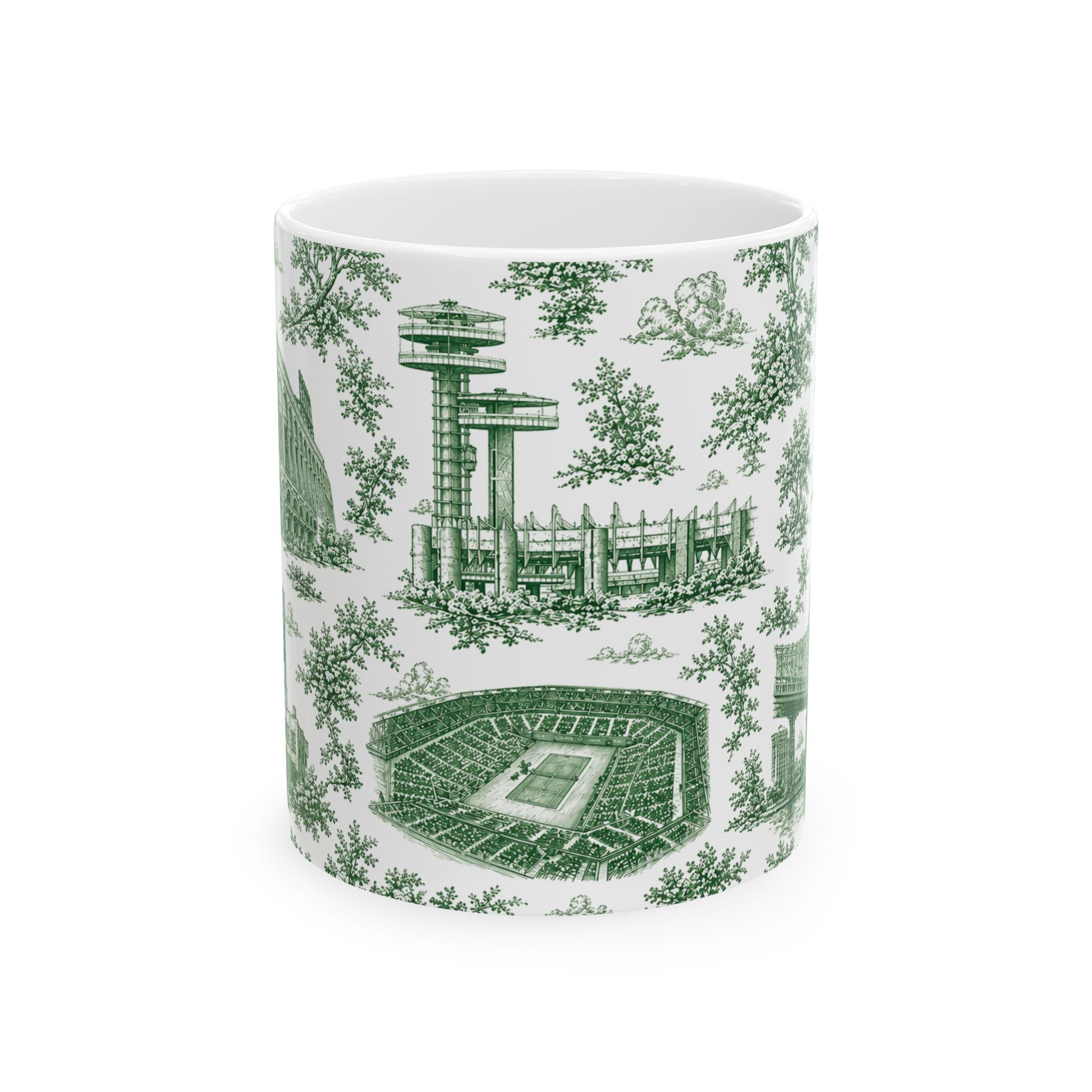 Queens Green Toile de Jouy Mug | Chinoiserie Ceramic Coffee Cup