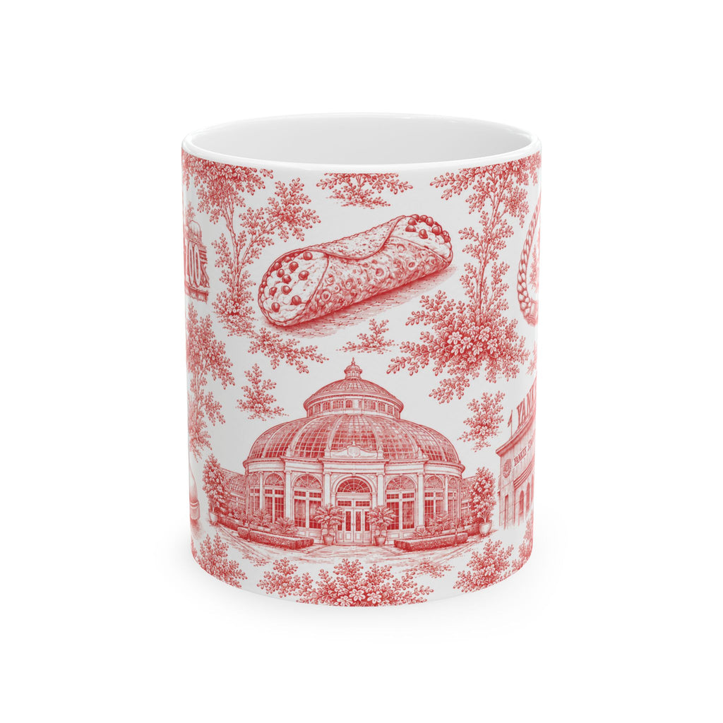 Bronx Red Toile de Jouy Mug | NYC Chinoiserie Ceramic Coffee Cup