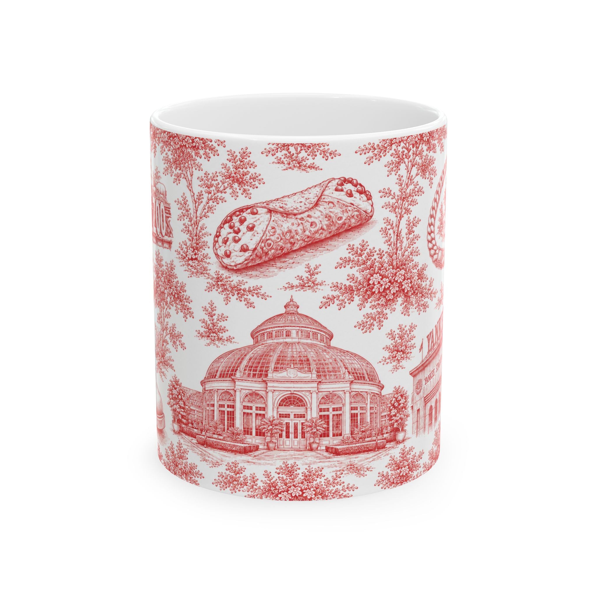 Bronx Red Toile de Jouy Mug | NYC Chinoiserie Ceramic Coffee Cup