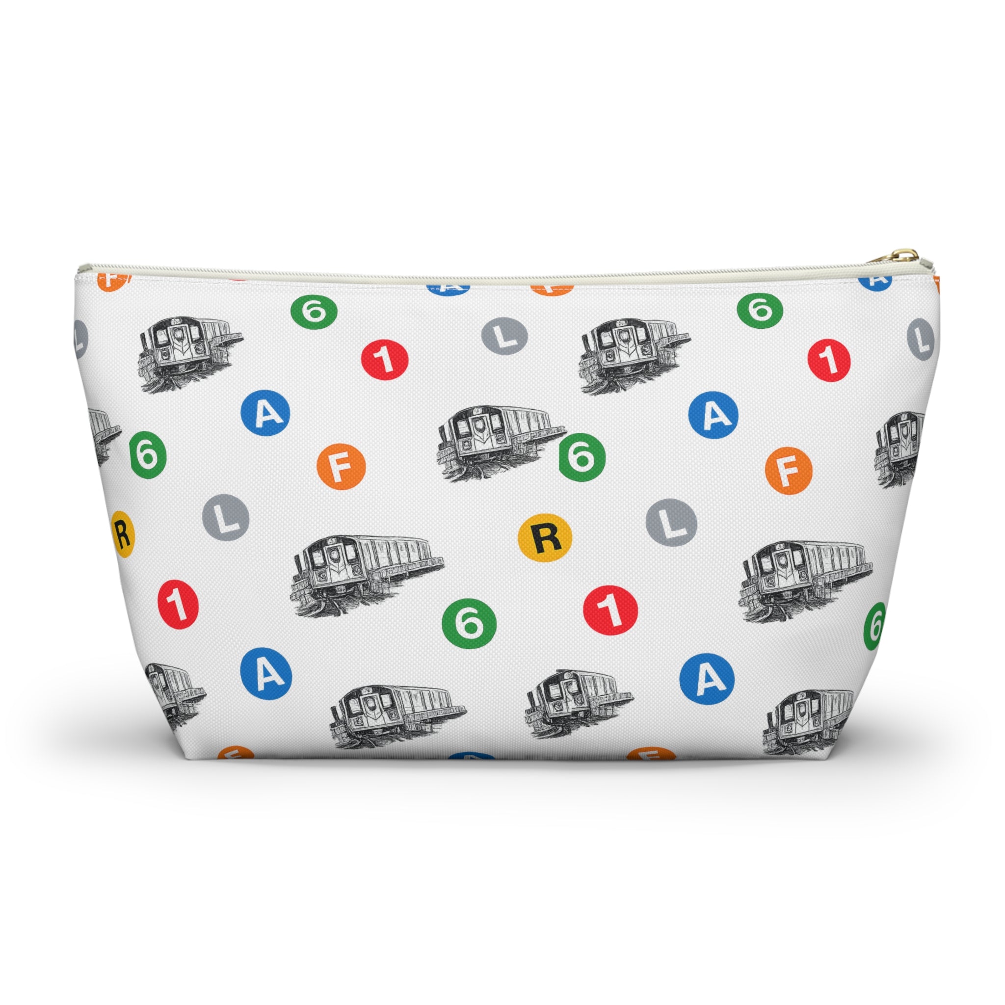 New York Subway Train Transit Icons Large Accessory Pouch — T-Bottom Makeup Bag