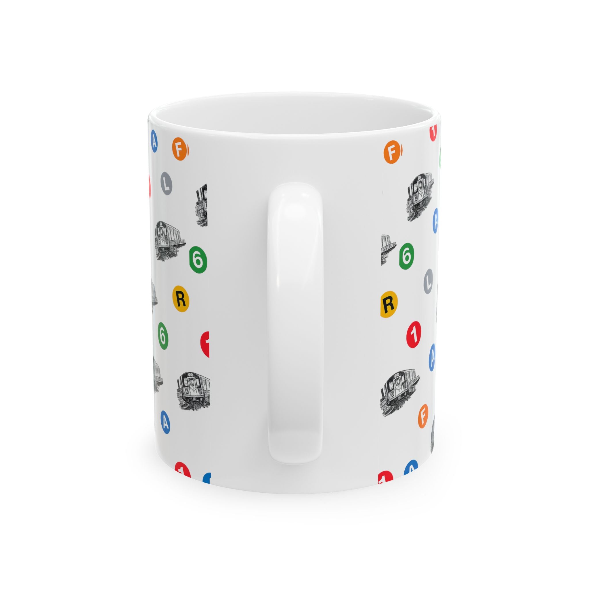 New York Subway Train Transit Icons Mug | NYC Metro Subway Pattern 11oz Coffee Tea Cup