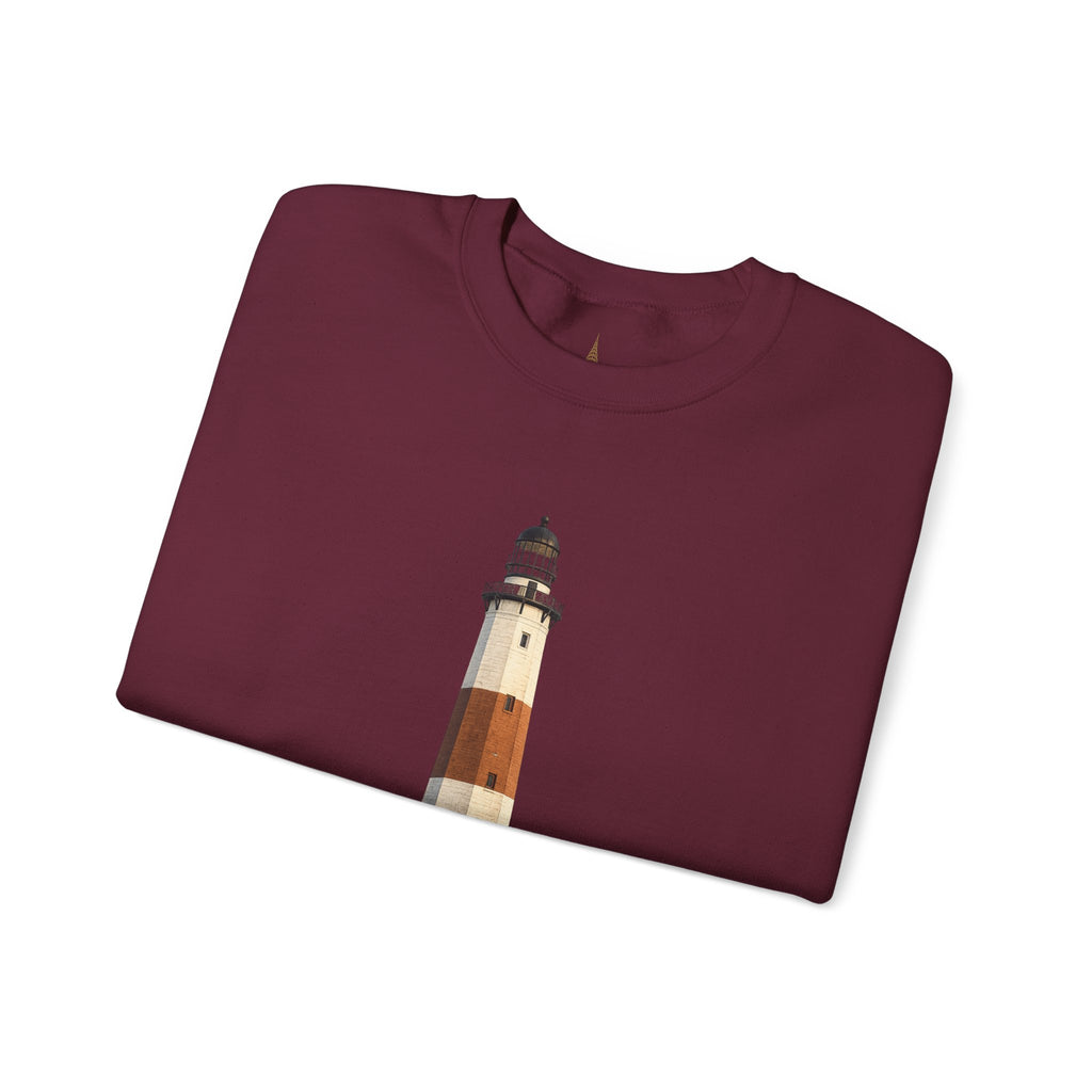 Montauk Lighthouse Minimalist Crewneck Sweatshirt — Montauk Coastal Nautical Graphic Sweater