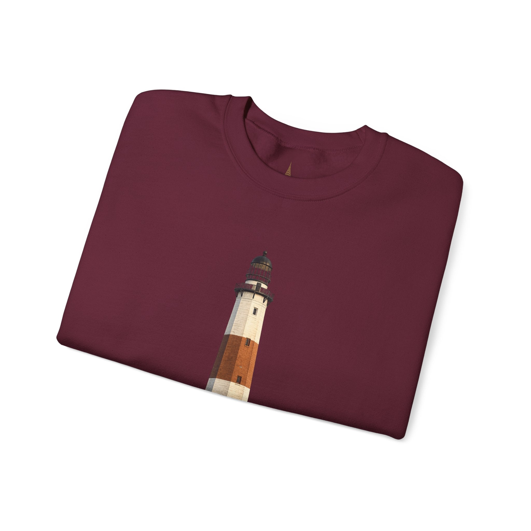 Montauk Lighthouse Minimalist Crewneck Sweatshirt — Montauk Coastal Nautical Graphic Sweater