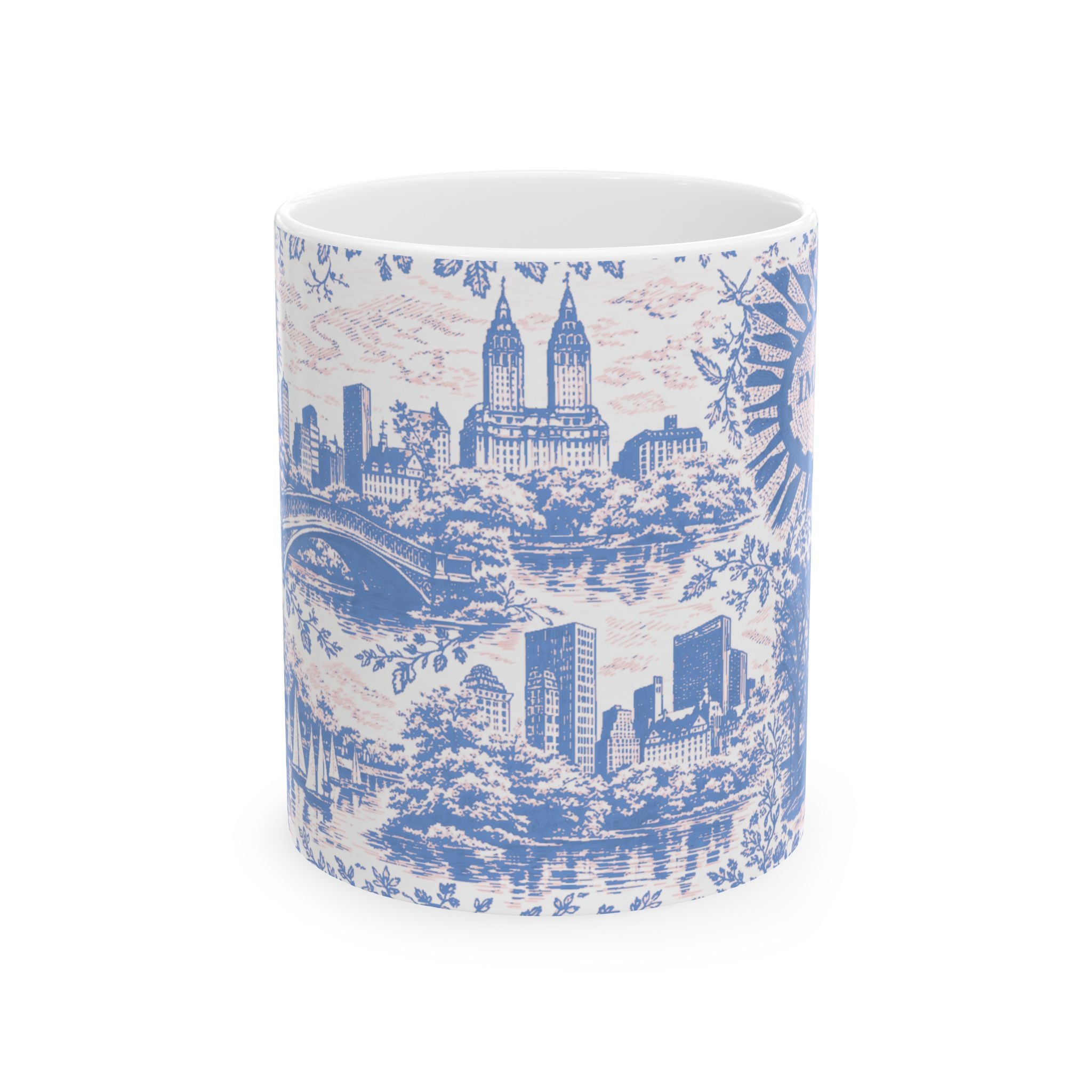 Central Park Blue Toile de Jouy Mug | NYC Ceramic Coffee Cup