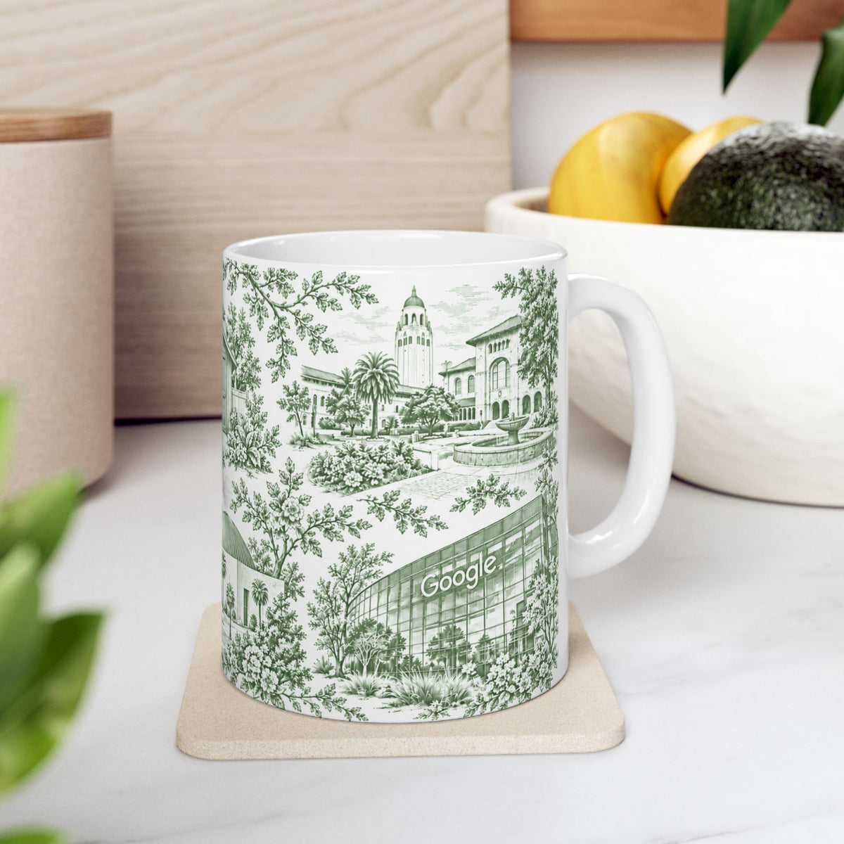 Silicon Valley Green Toile de Jouy 11oz Ceramic Mug