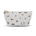 Icons of New York City Heather Gray Accessory Pouch — T-Bottom Makeup Bag with Statue of Liberty, Taxi & Pizza Pattern