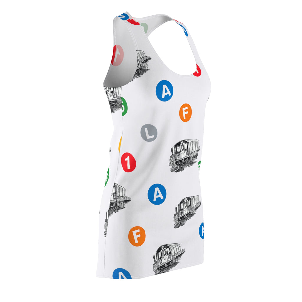 NYC Subway Line Icons Racerback Dress — New York Train Swim Cover-up
