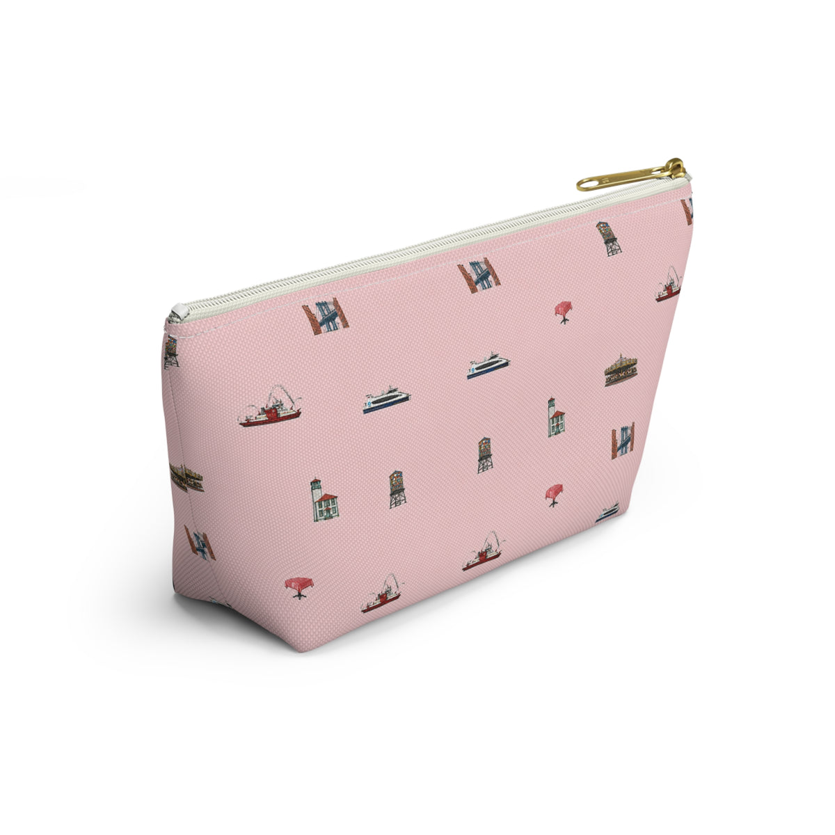 Icons of DUMBO Pink Accessory Pouch — T-Bottom Makeup Bag