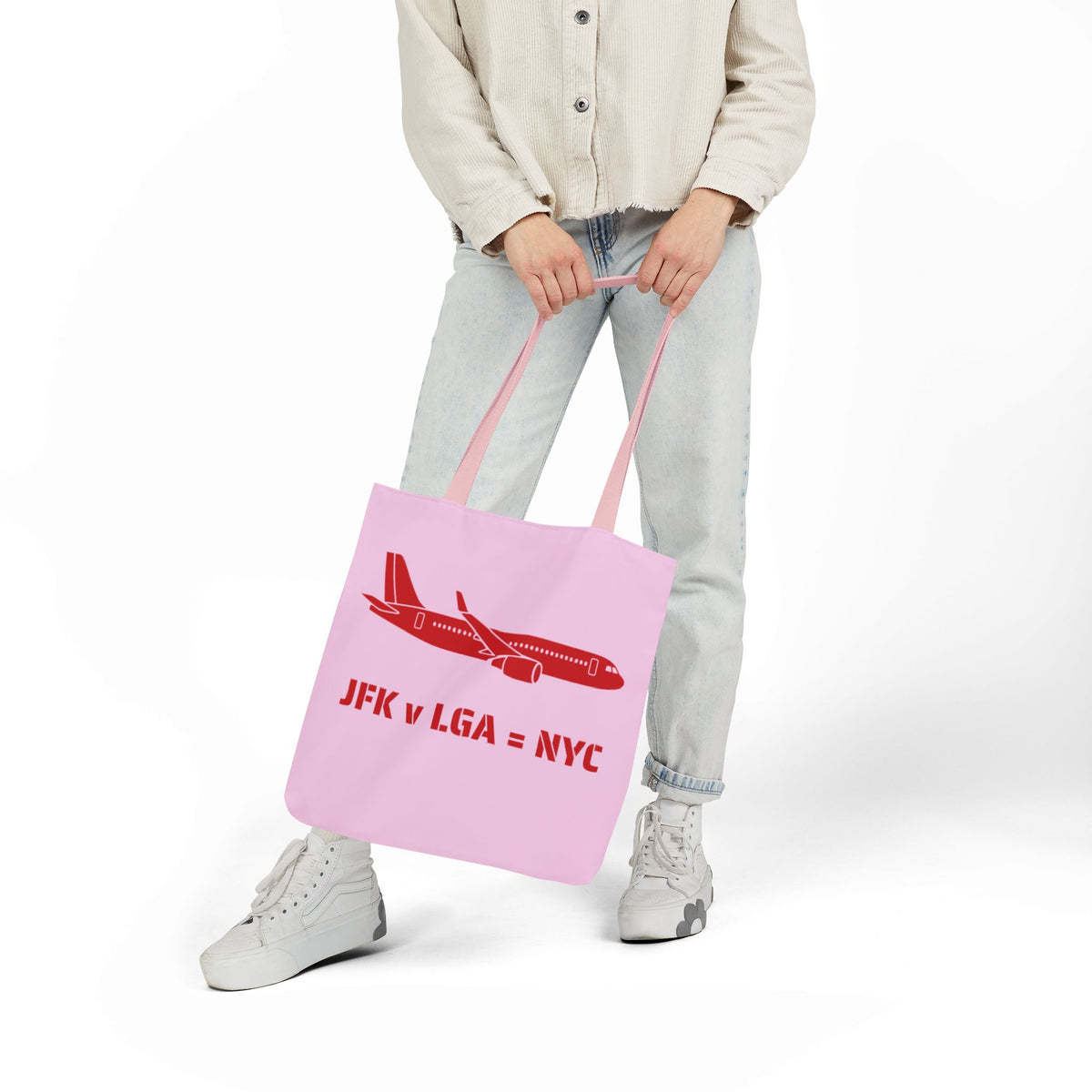 Travel Day NYC Airport Tote — 'JFK v LGA = NYC' Travel Math Airplane Canvas Tote Bag
