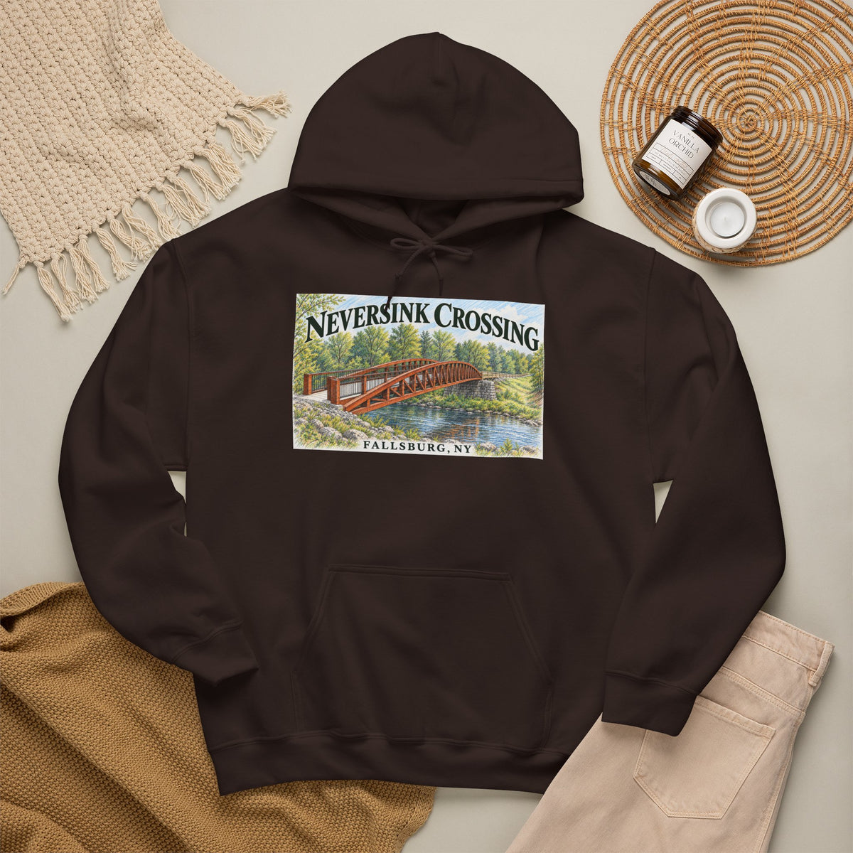Neversink Crossing Fallsburg Catskills Upstate New York Pullover Hoodie