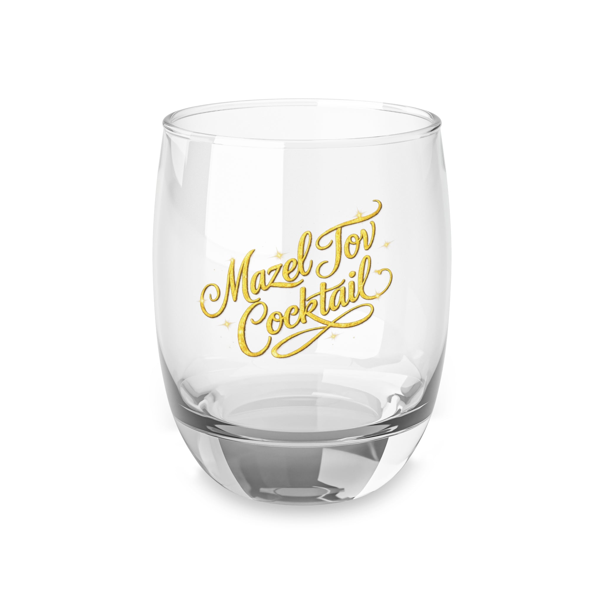 Mazel Tov Cocktail Glass – Gold Script Stemless Glass for Celebrations