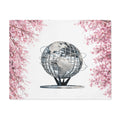 Cherry Blossoms Framing  Unisphere Tabletop Placemat — NYC Queens Flushing Meadows–Corona Park Floral Sakura Table Mat