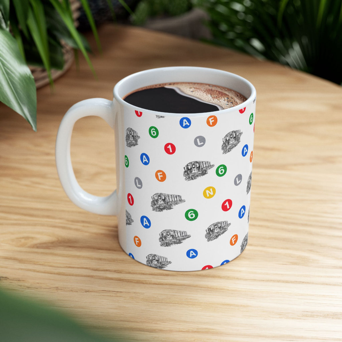 New York Subway Train Transit Icons Mug | NYC Metro Subway Pattern 11oz Coffee Tea Cup