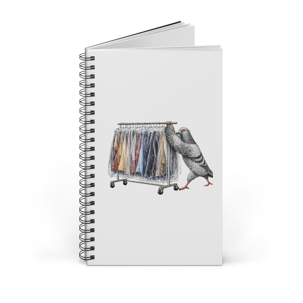 Customizable Garment District NYC Pigeon Spiral Journal | New York Fashion Industry Worker Bird Lovers Notebook