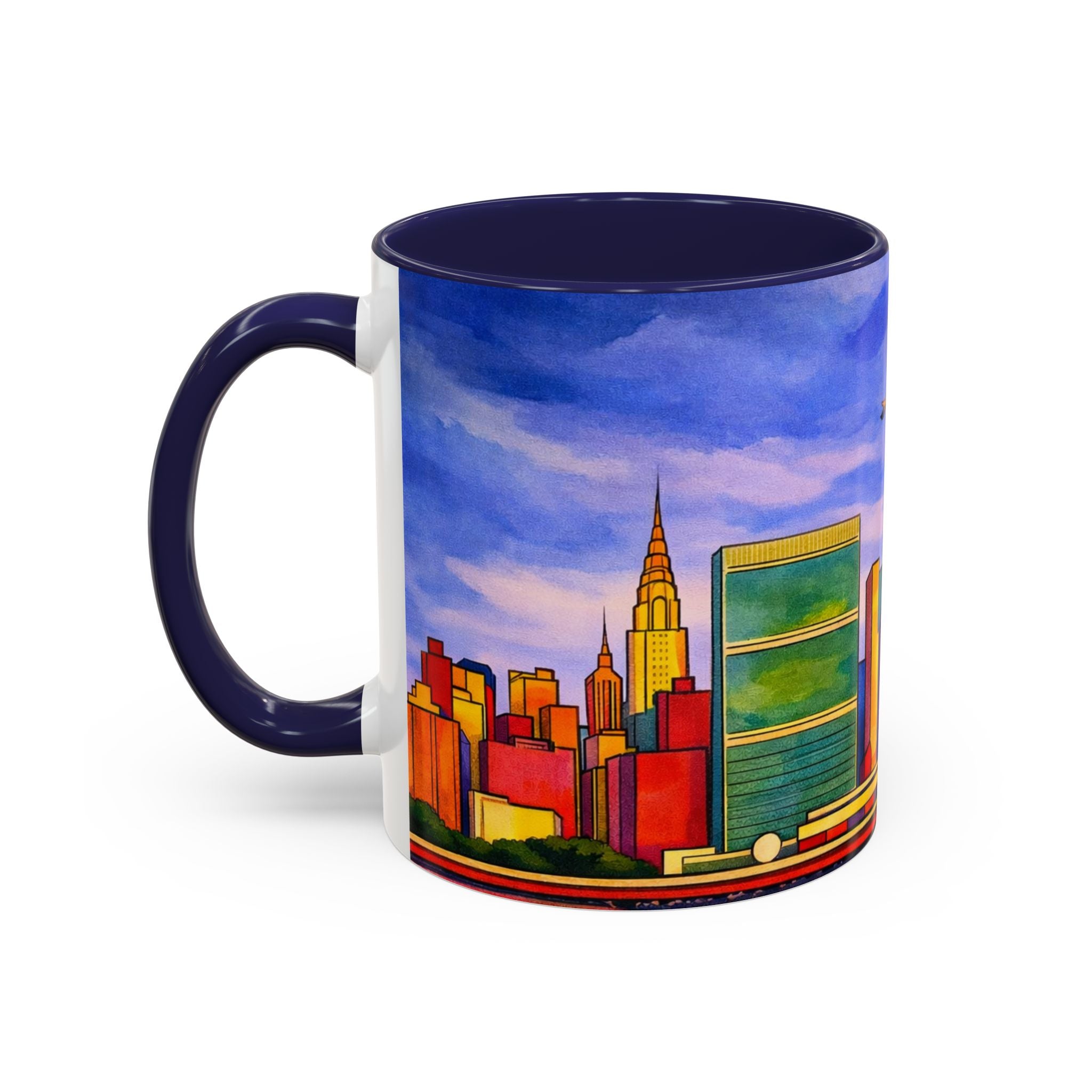 Over The Town  Marc Chagall-inspired Fan Art Manhattan Skyline NYC Accent Coffee Mug