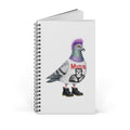 Cuaderno espiral personalizable de paloma del East Village de Nueva York | Diario de punk rockero Misfits para amantes de las aves