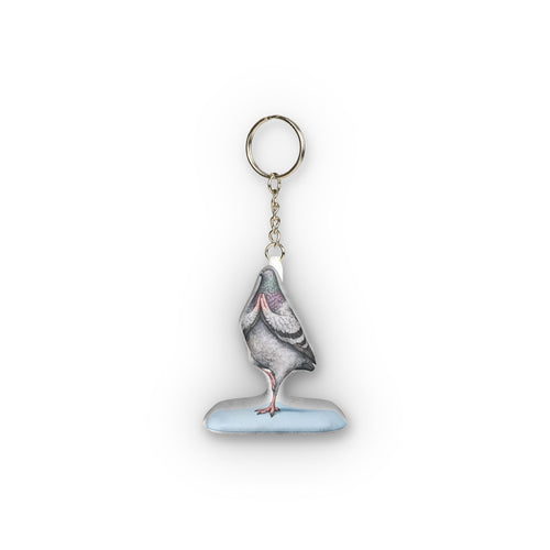 Porte-clés mini peluche pigeon Central Park NYC | Pendentif sac en peluche pour amoureux des oiseaux de Manhattan faisant la pose de l'arbre