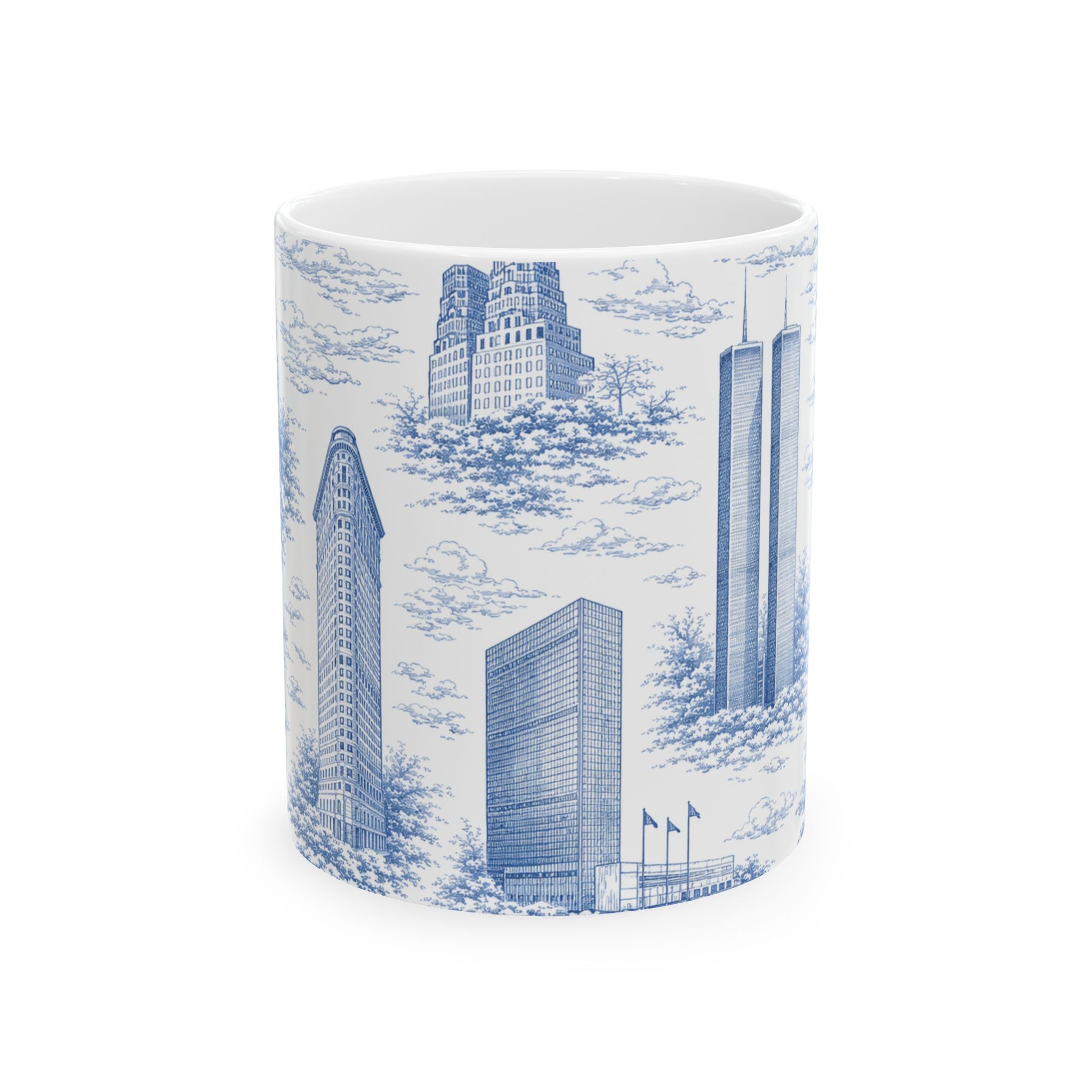 Manhattan BlueToile de Jouy Mug | New York City Chinoiserie Ceramic Mug