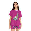 Conjunto de pijama corto con estampado de palomas rosas de Nueva York | Pijamas con estampado de amantes de las aves de Nueva York Ropa de dormir cómoda