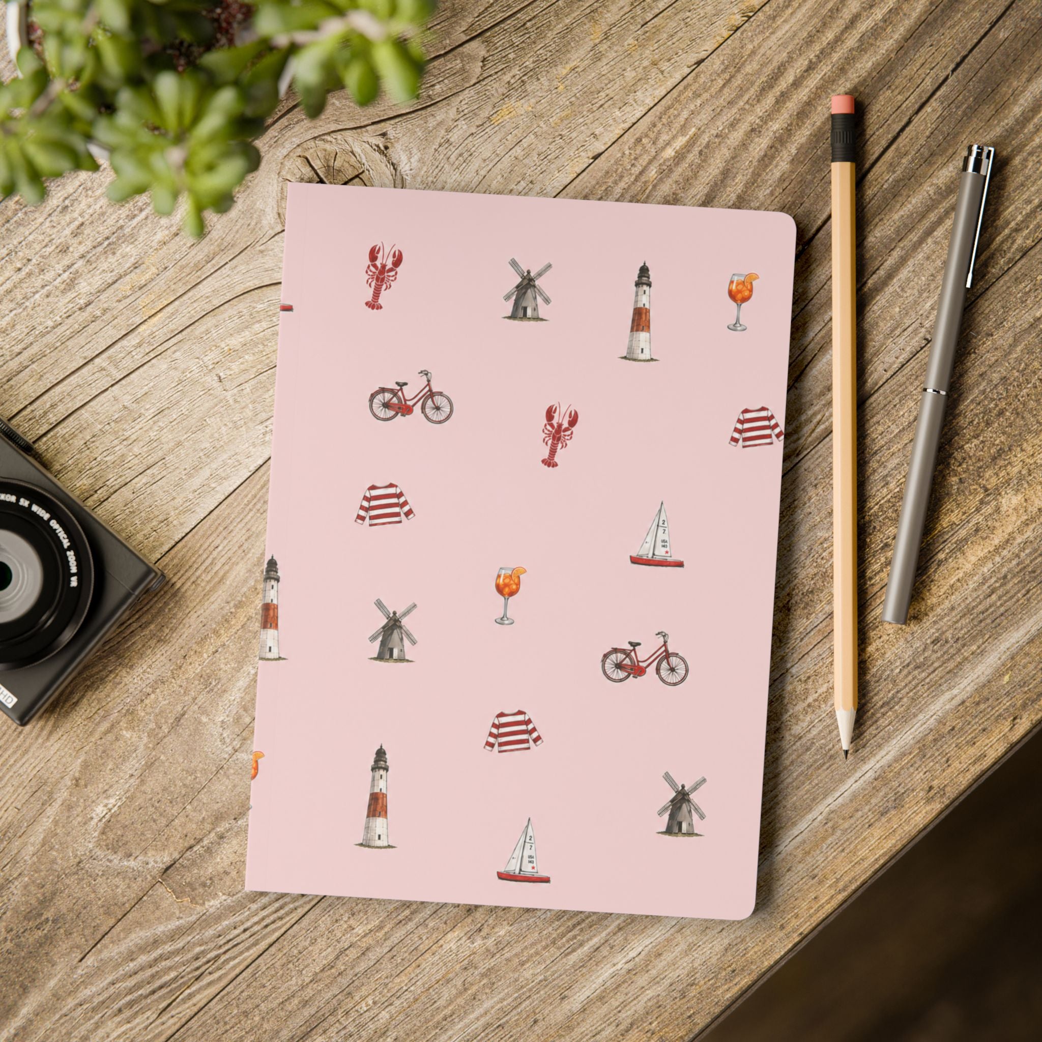 Icons of The Hamptons Pink Softcover Notebook