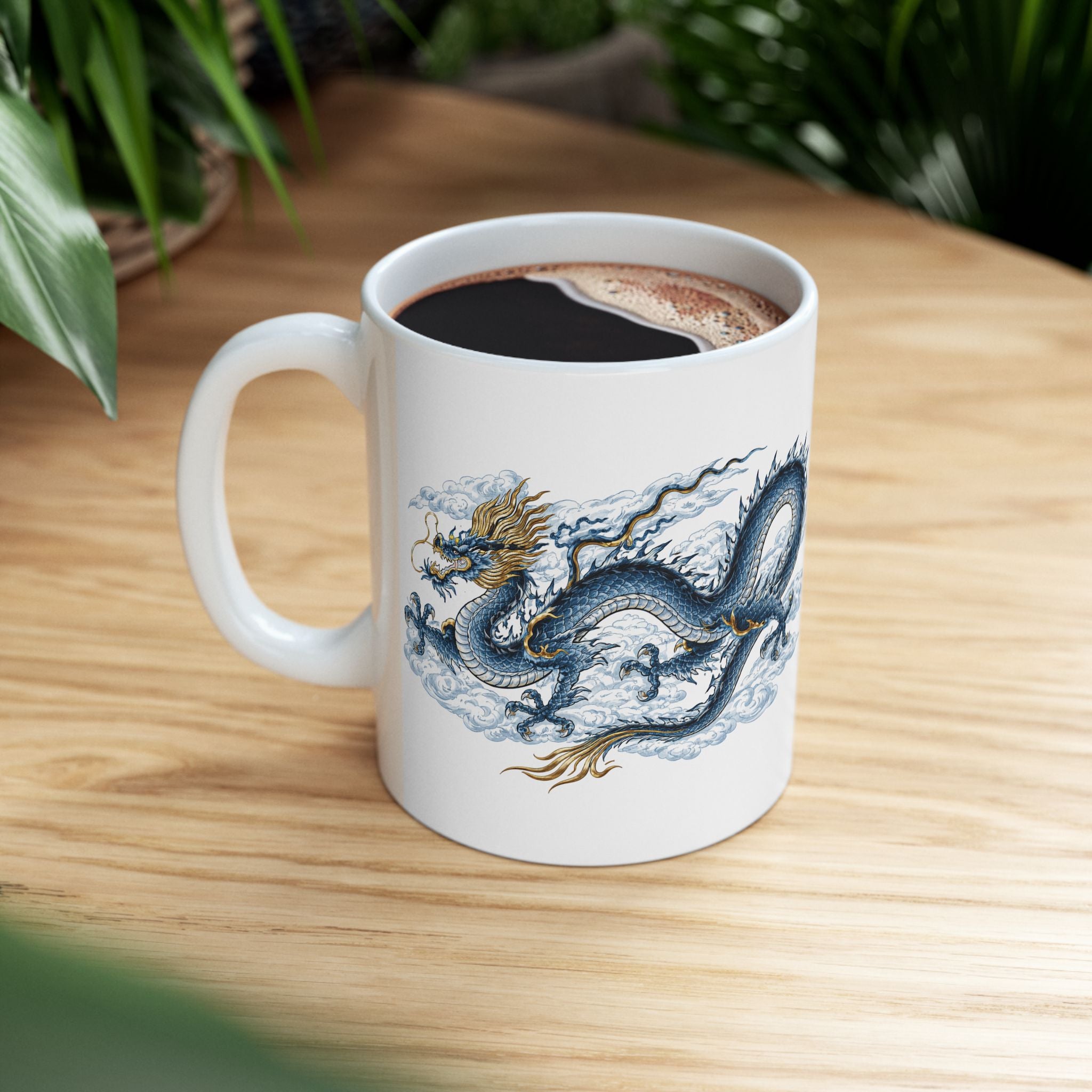 Chinatown NYC Dragon Ceramic Mug — Chinese Mythology Coffee Cup 11oz
