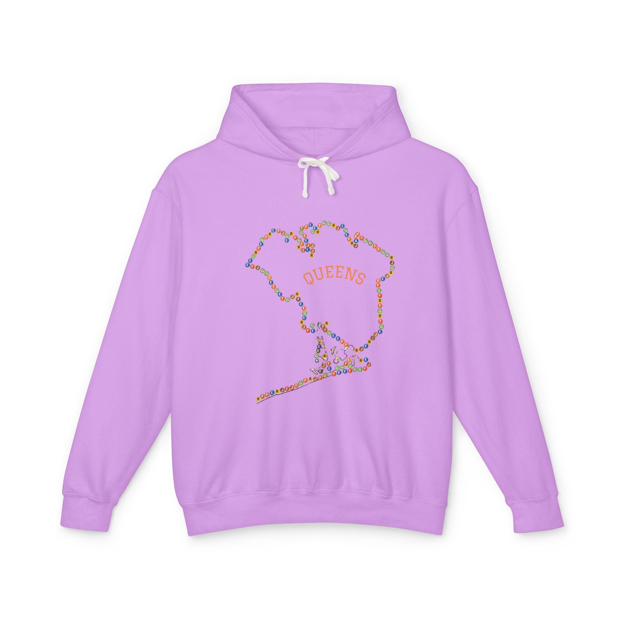 Queens Map Subway Signs Hoodie | New York Borough Outline Hooded Sweatshirt