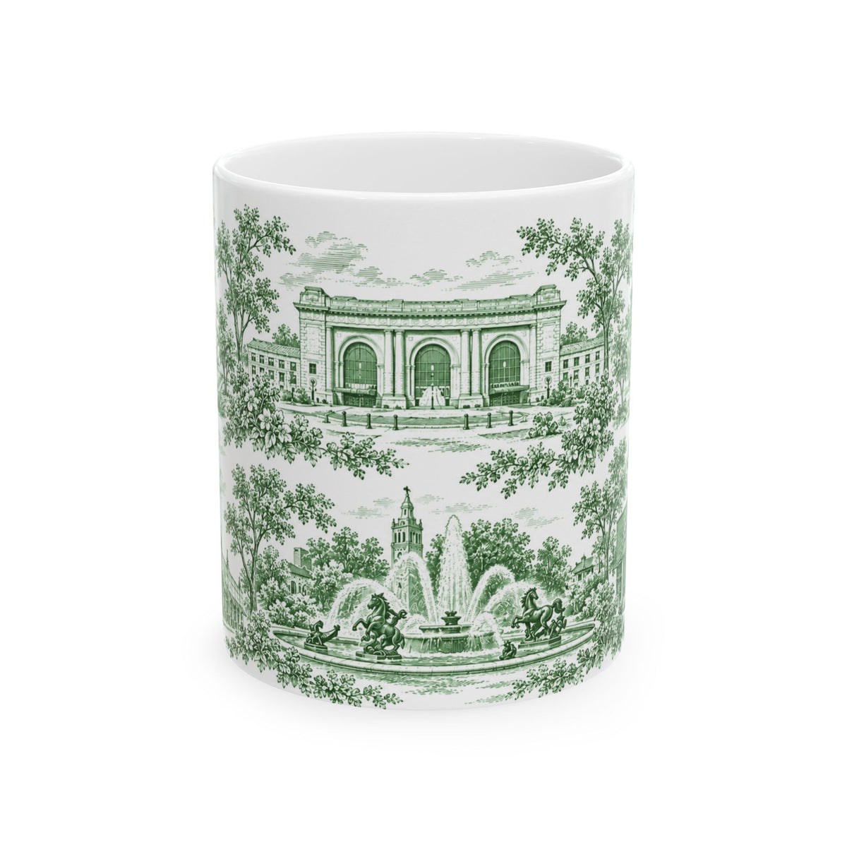 Kansas City Green Toile de Jouy 11oz Ceramic Mug