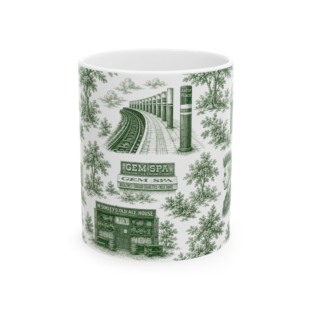 East Village Green Toile de Jouy Mug | NYC Chinoiserie Ceramic Mug