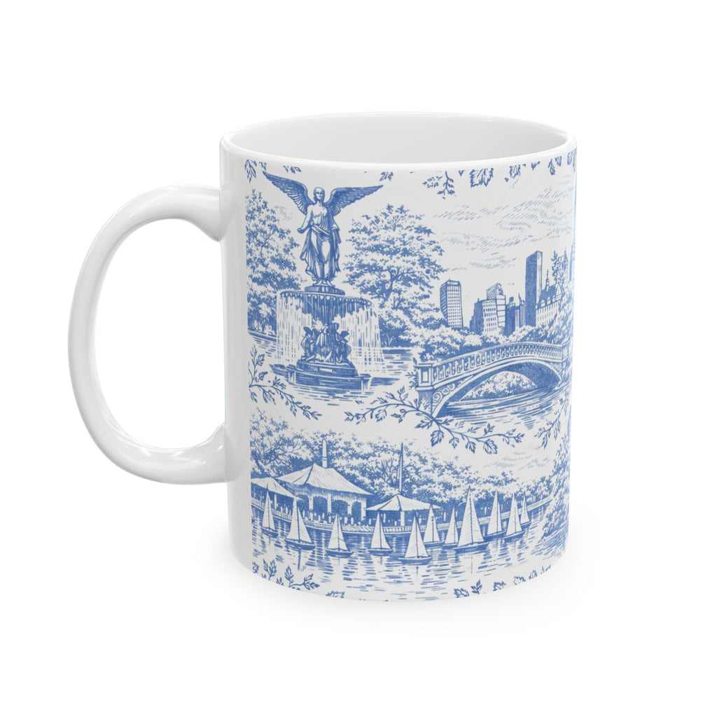 Central Park Blue Toile de Jouy Mug | NYC Ceramic Coffee Cup