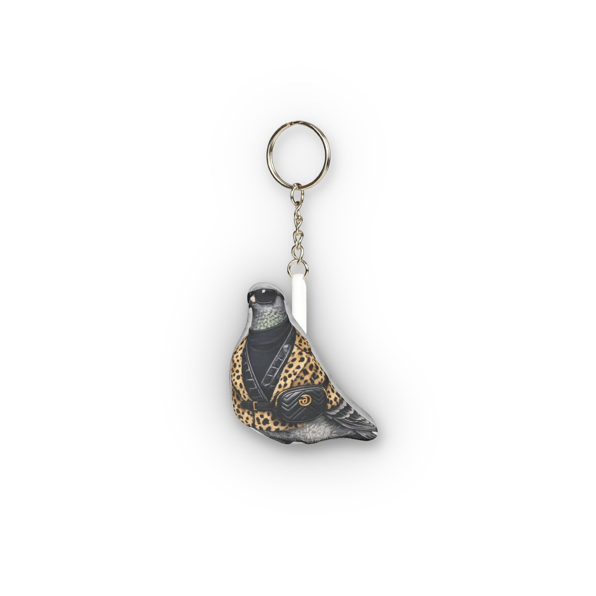 Staten Island NYC Pigeon Mini Plush Keychain |  Leopard Print Bird Lovers Plushie Bag Charm