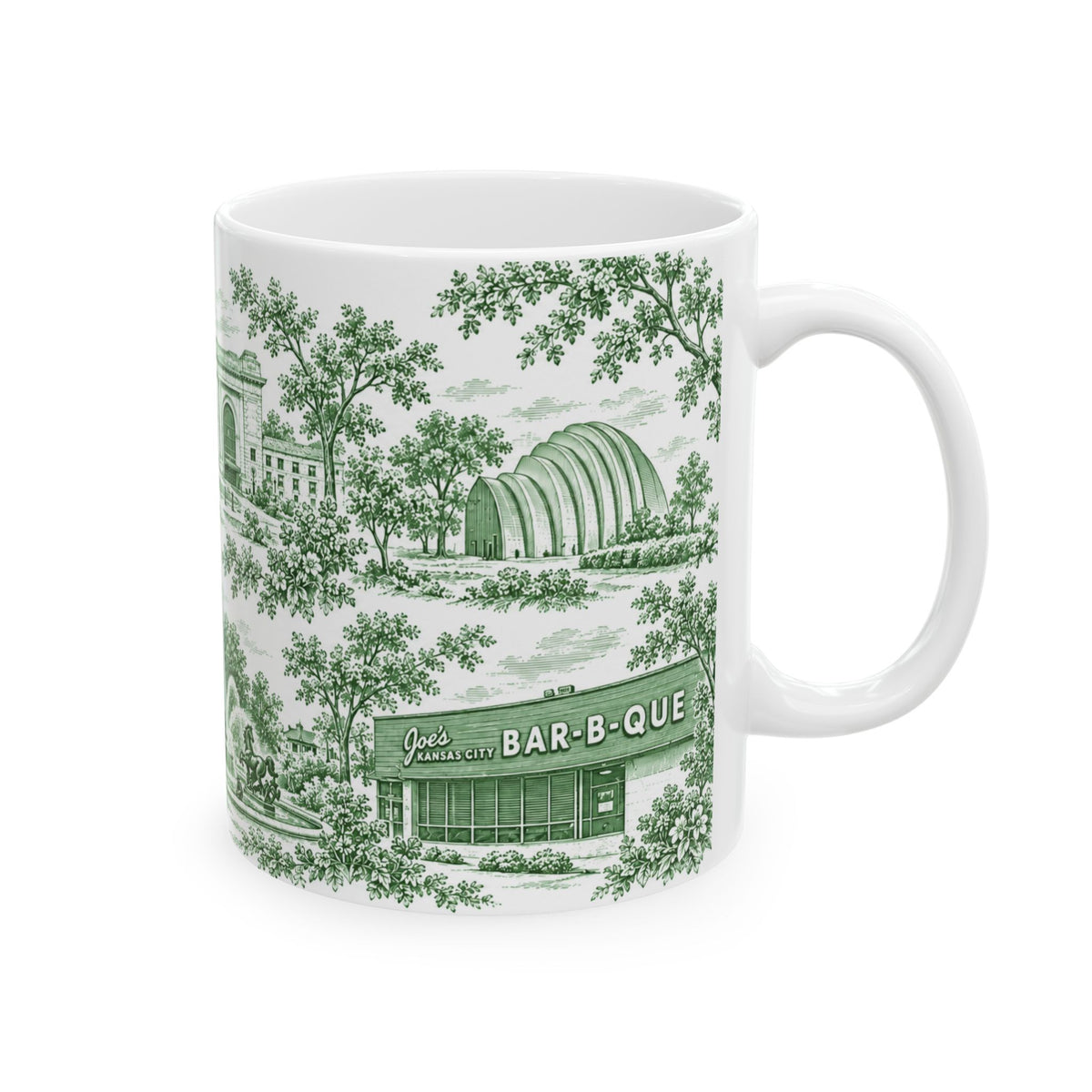 Kansas City Green Toile de Jouy 11oz Ceramic Mug