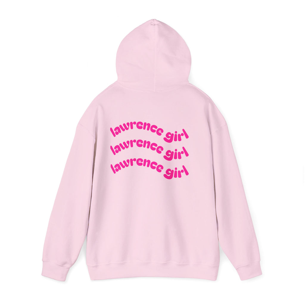 Lawrence Girl Hoodie – Retro Pink Wave Back Print Hooded Sweatshirt