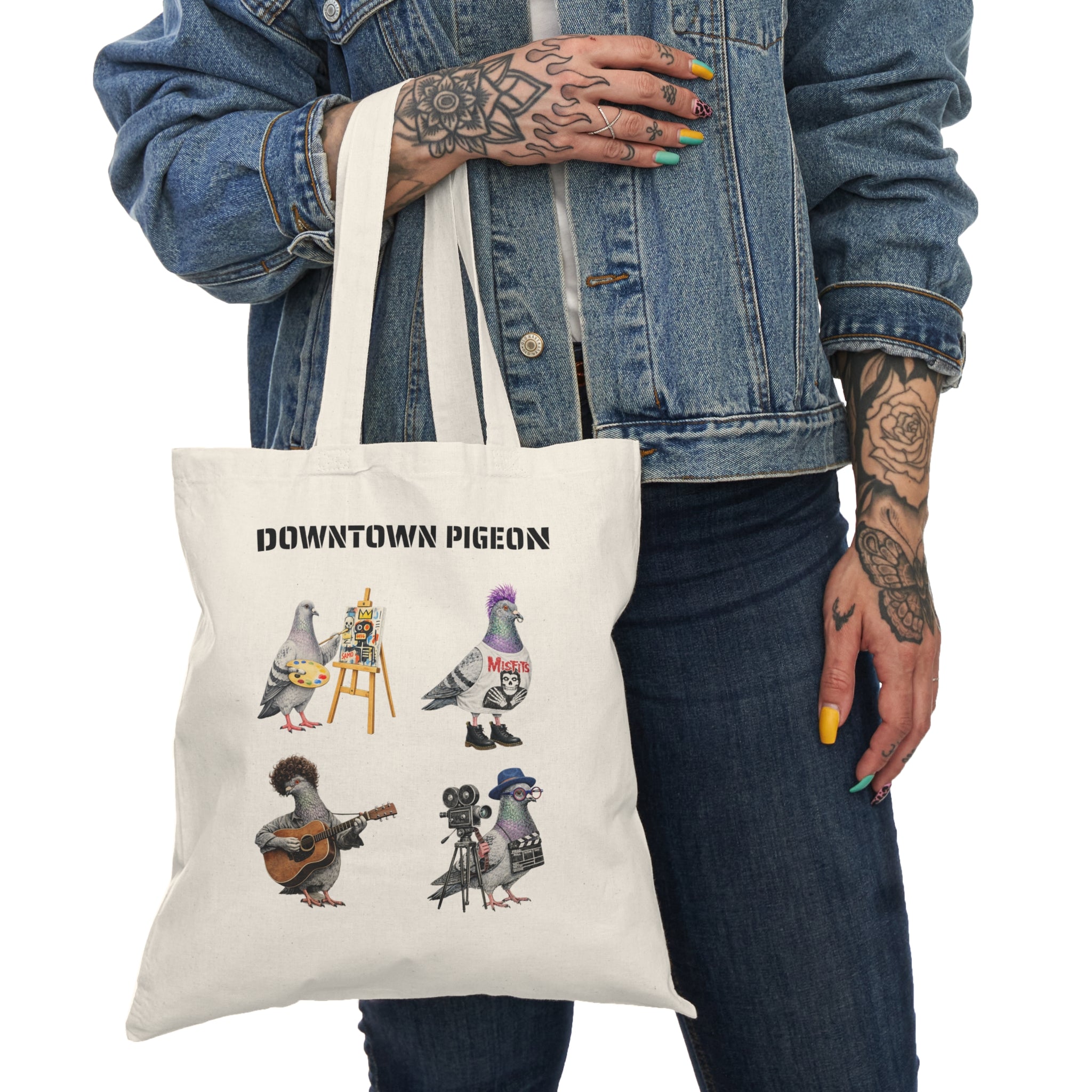 Downtown NYC Pigeon Subway Tote Bag | Illustrated The New Yorker Artist Filmmaker Musician Punk Bird Lovers Tote