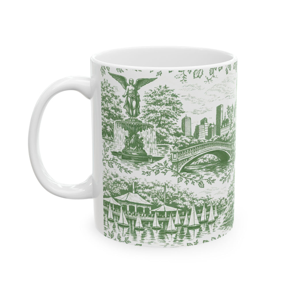Central Park Green Toile de Jouy Mug | NYC Chinoiserie Ceramic Coffee Cup