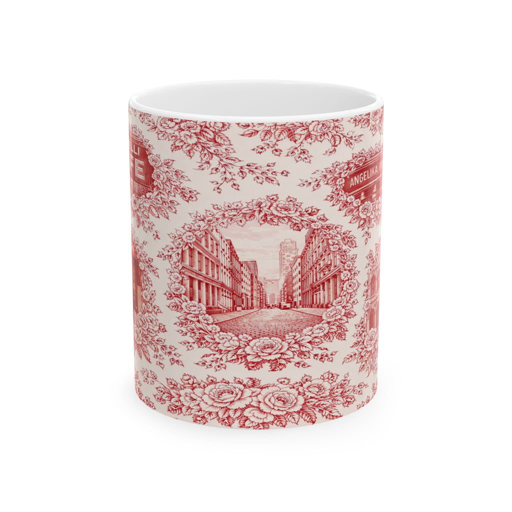 SoHo Red Toile de Jouy Mug | NYC Chinoiserie Ceramic Coffee Cup